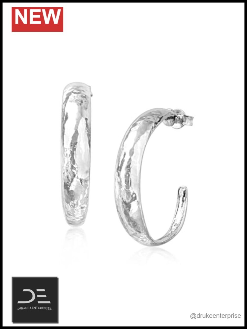 925 Sterling Silver Hammered Hoop Earrings Hypoallergenic Chunky